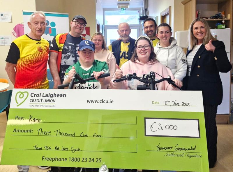 North Kildare cyclists and North Offaly team members raise €3,000 for Kare