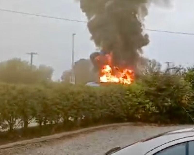 PHOTOS: Bus bursts into flames near Kildare border