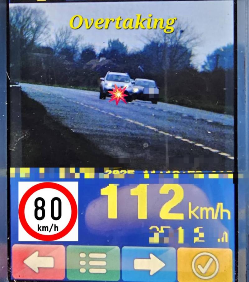 Kildare garda&iacute; detect motorist speeding at 112km/h in an 80km/h zone