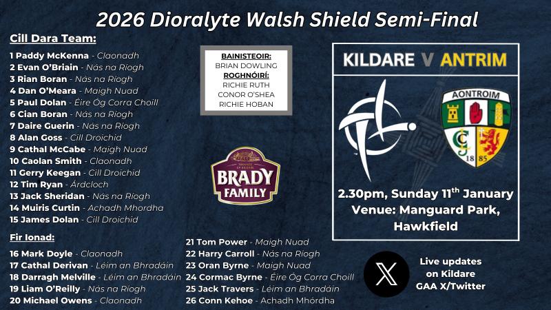 Kildare's team to take on Antrim announced