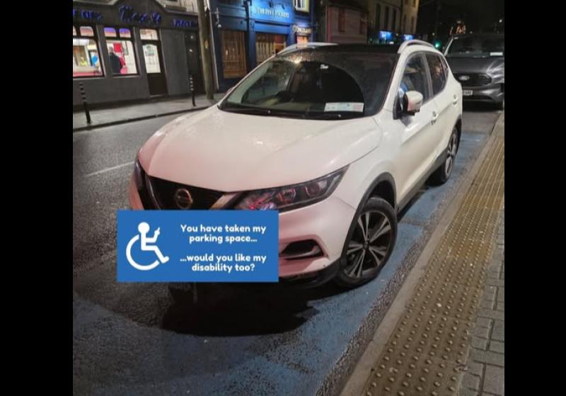 Vehicle parked in disabled bay in Kildare Town