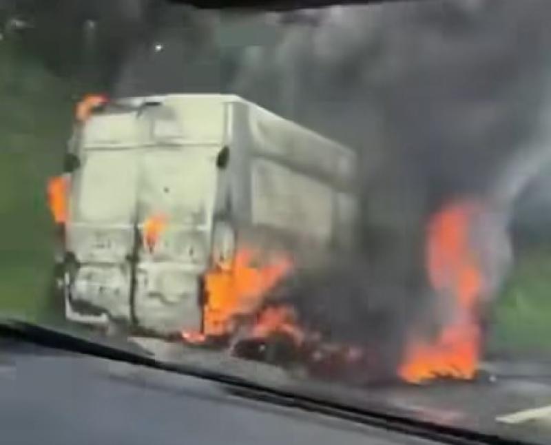 BREAKING: Van on fire causing delays on M7 in Kildare 