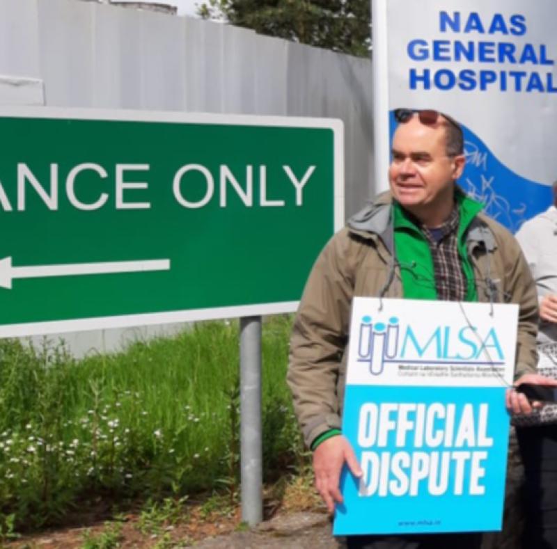Kildare medical scientists outside Naas General Hospital suspend strike action