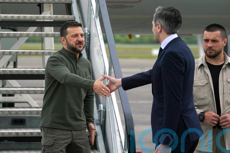 Harris and Zelensky embrace as Ukrainian president lands in Ireland