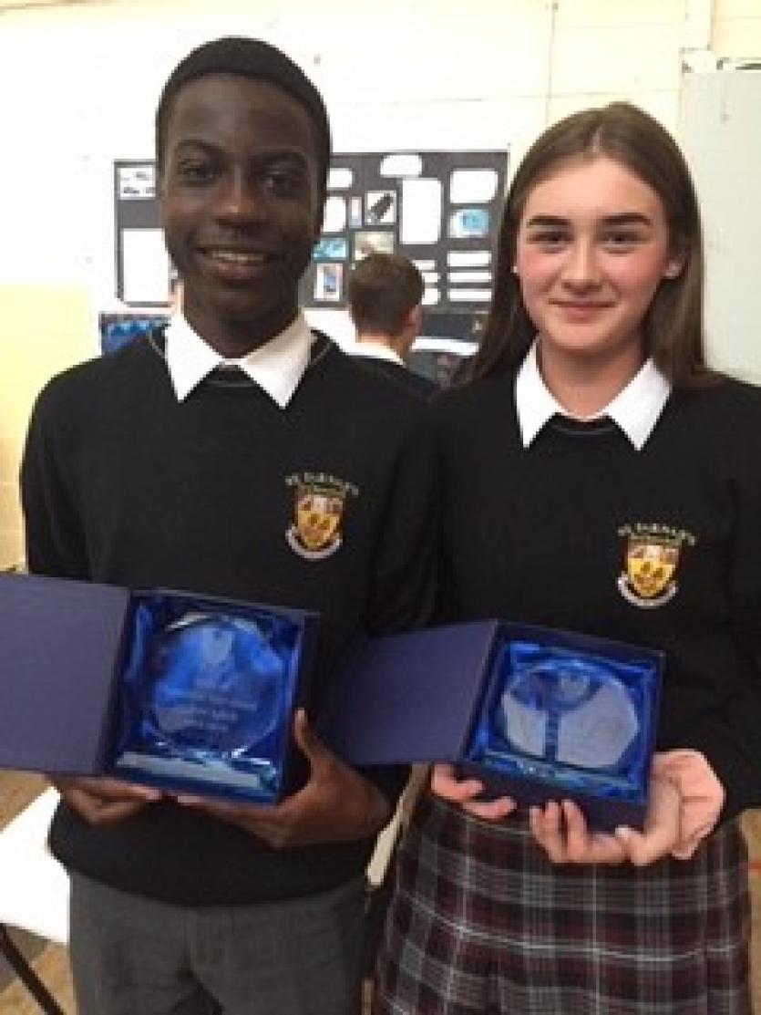 Spirit of TY Award Winner for 2018-2019, Stephen Agbele and Jessica Kiernan.