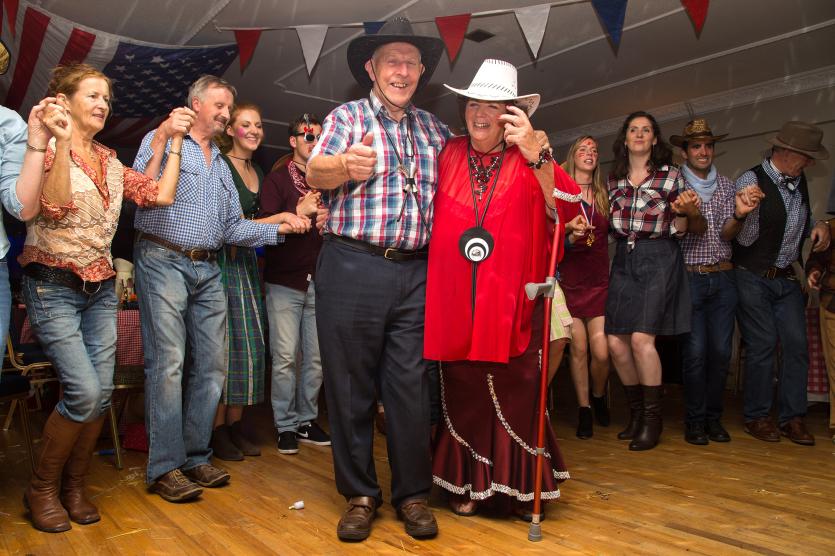 Pat and Margaret surrounded by frends