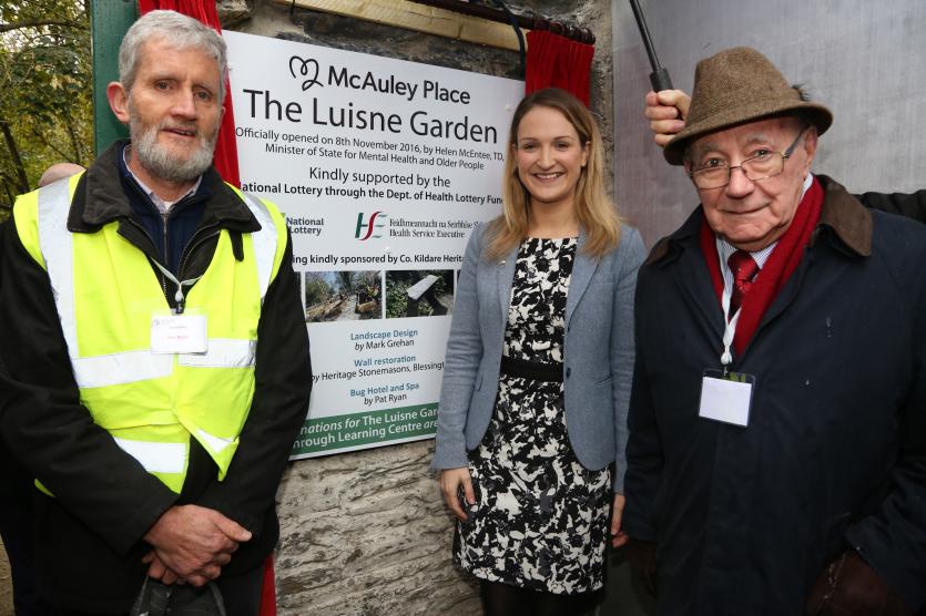 Pat Ryan, Minister Helen McEntee and Denis Mullins (McAuley Place Board Member)
