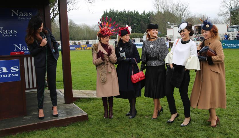 Glenda Gilson announces the Best Dressed Lady at Naas Races Hannah Crosse