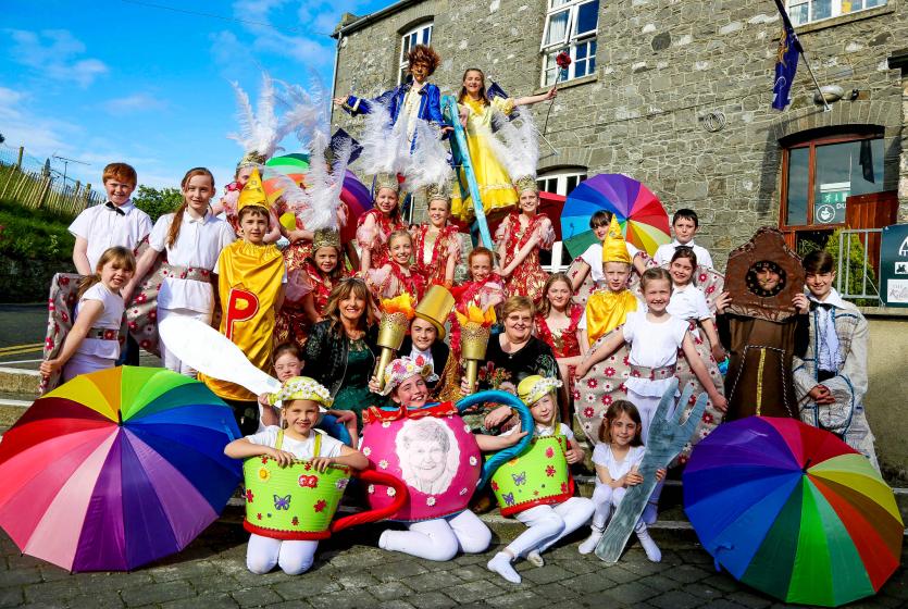 Kathleen Lambe and Joy Donohoe with performers from Stage Door