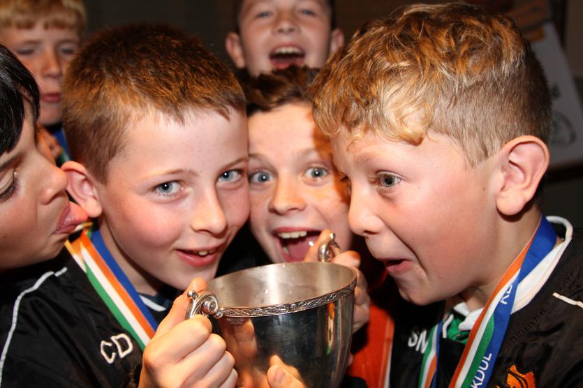 league winners cup with Cillian Davy, Josh Finan and Shane Malone
