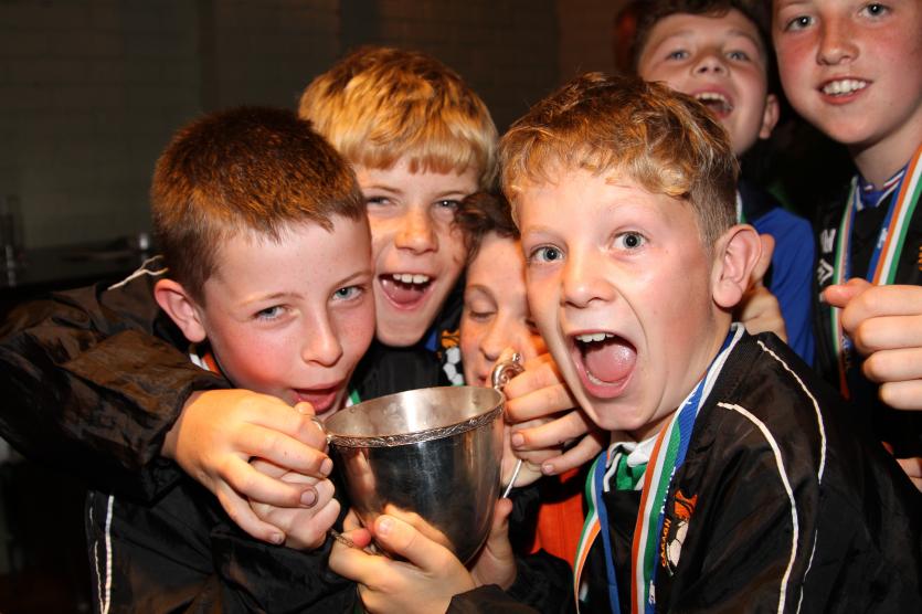 League winners cup with Cillian Davy, Mikey Coffey, Josh Finan and Shane Malone