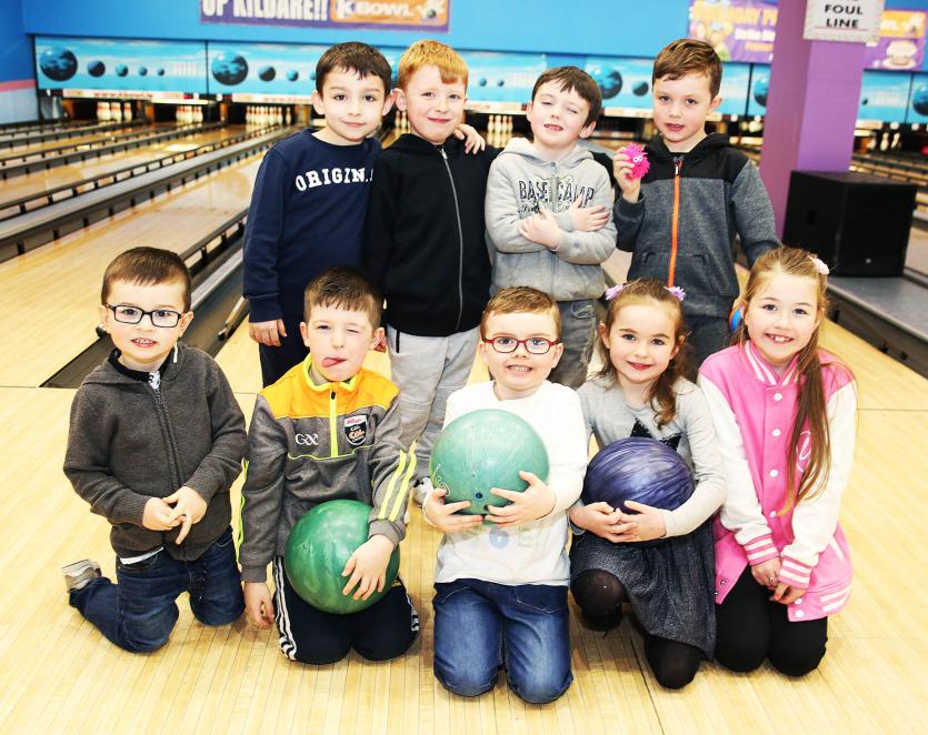 Birthday Boy Tadhg Gorman and his buddies at KBOWL
