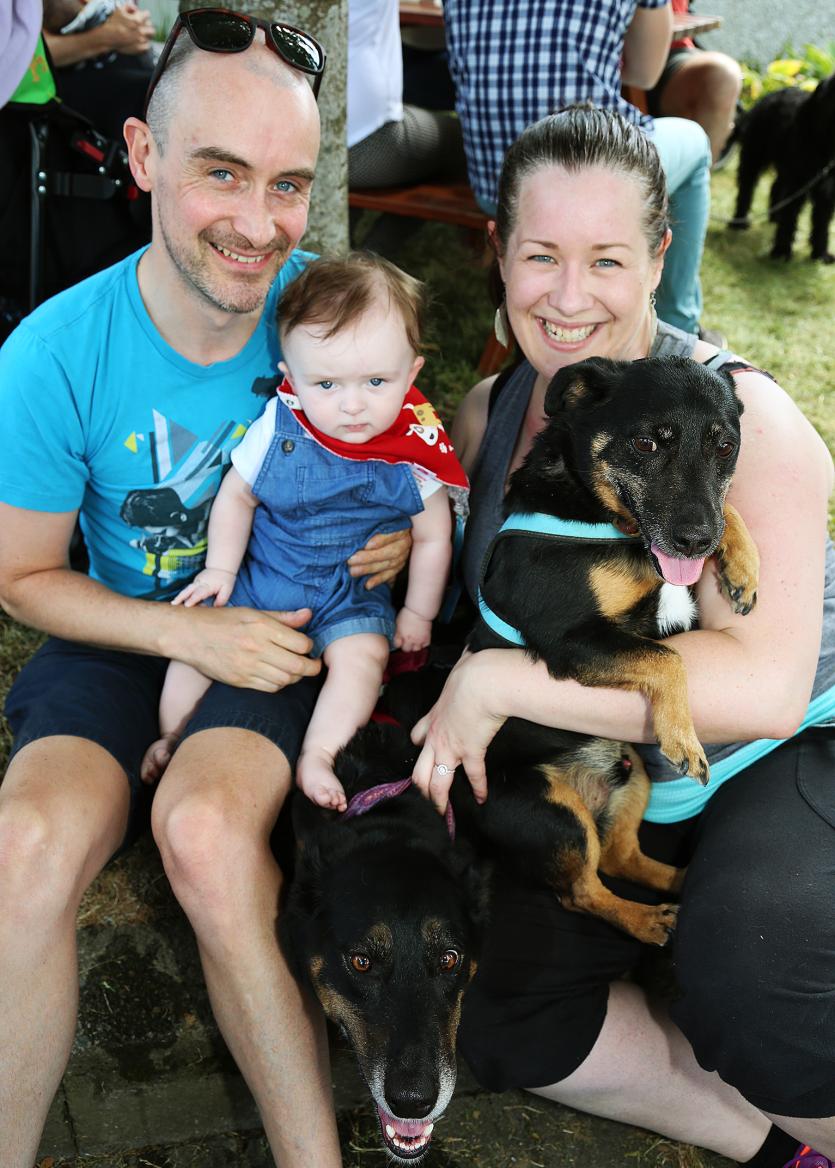 Stephen and Daniel Redmond with Niamh Whelan and their dogs Zena and Geo