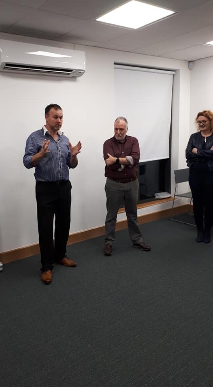 Noel Murphy General Manager at KLeisure , Alan Whelan and Yvonne Maher, Manager at Naas Sports Centre