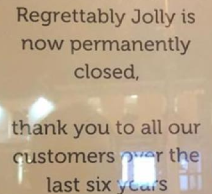 Jolly closes after 6 years