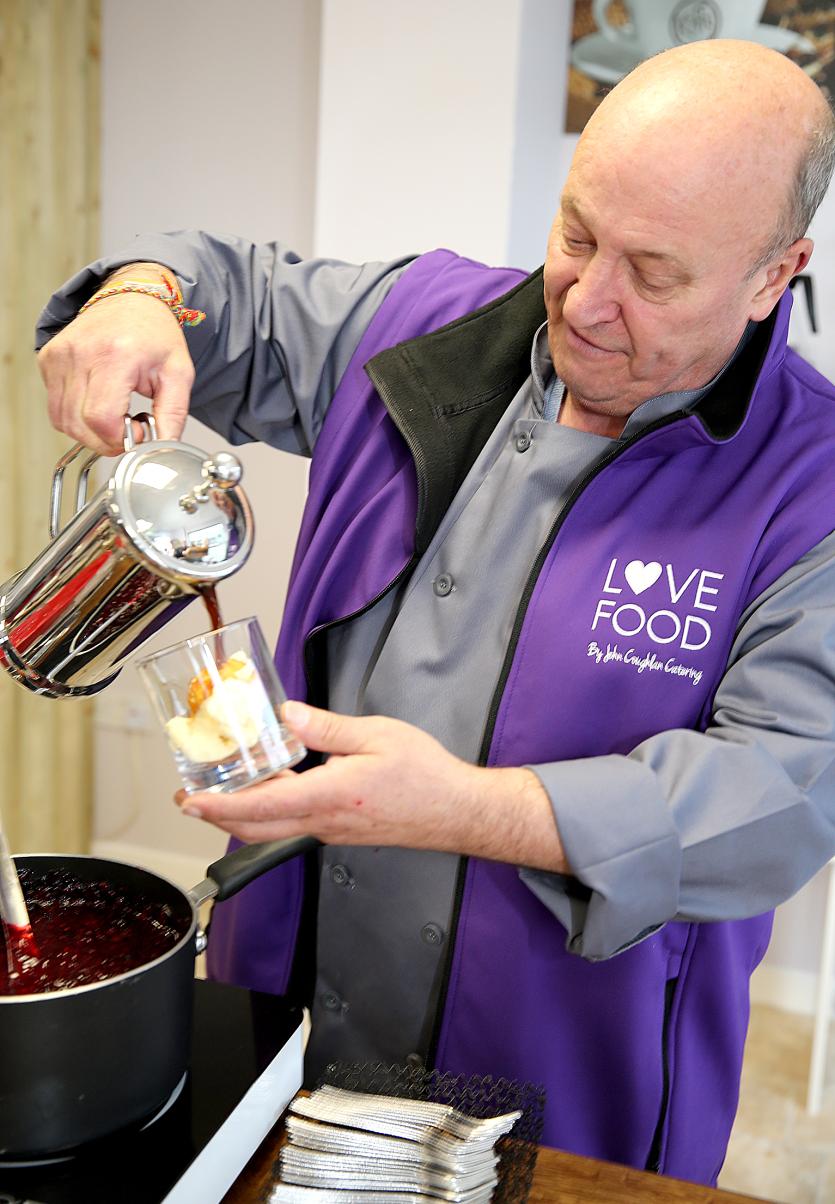 John Coughlan prepares a sweet dessert