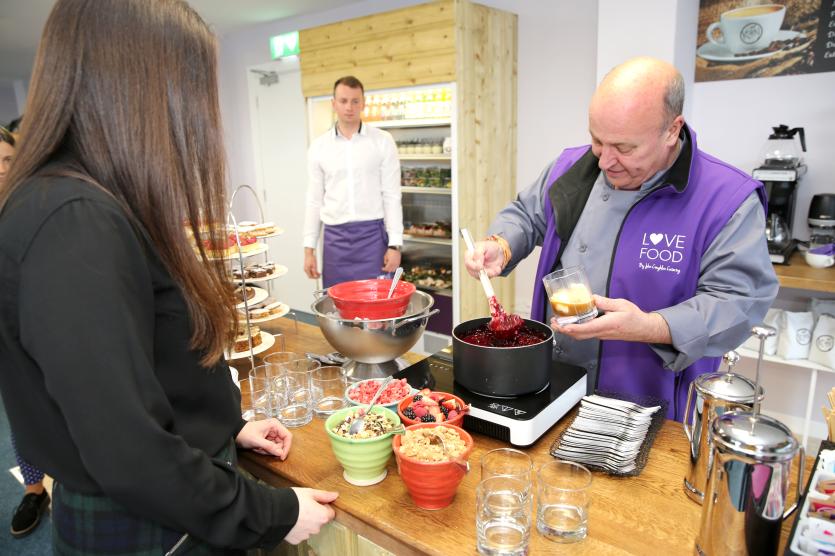 John Coughlan prepares a sweet dessert