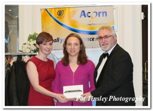 Winner of the Ipad mini sponsored by Acorn Insurance,Mary Carr,Athgarvan,with sponsors Ciara and Sean Byrne.