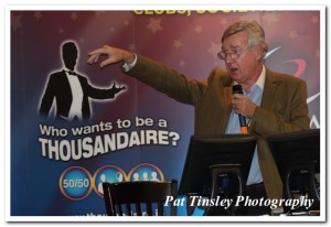 Paddy Jordan auctioning a signed Leinster Rugby jersey....not a little man in a tuxedo.