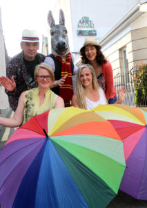Cast Members from "A Midsummers Nigjht Dream"  Michael McHugh, Brendan Farrell and Eilish Rafferty with Festival Organisers Celine Garvey and SIobhan Fidgeon