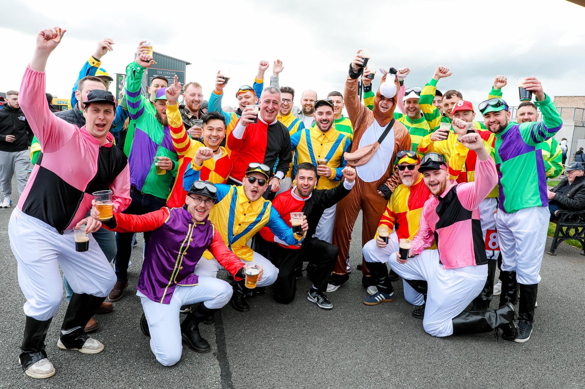 Jordan Laban with his stags enjoying a day at the Curragh Racecourse 