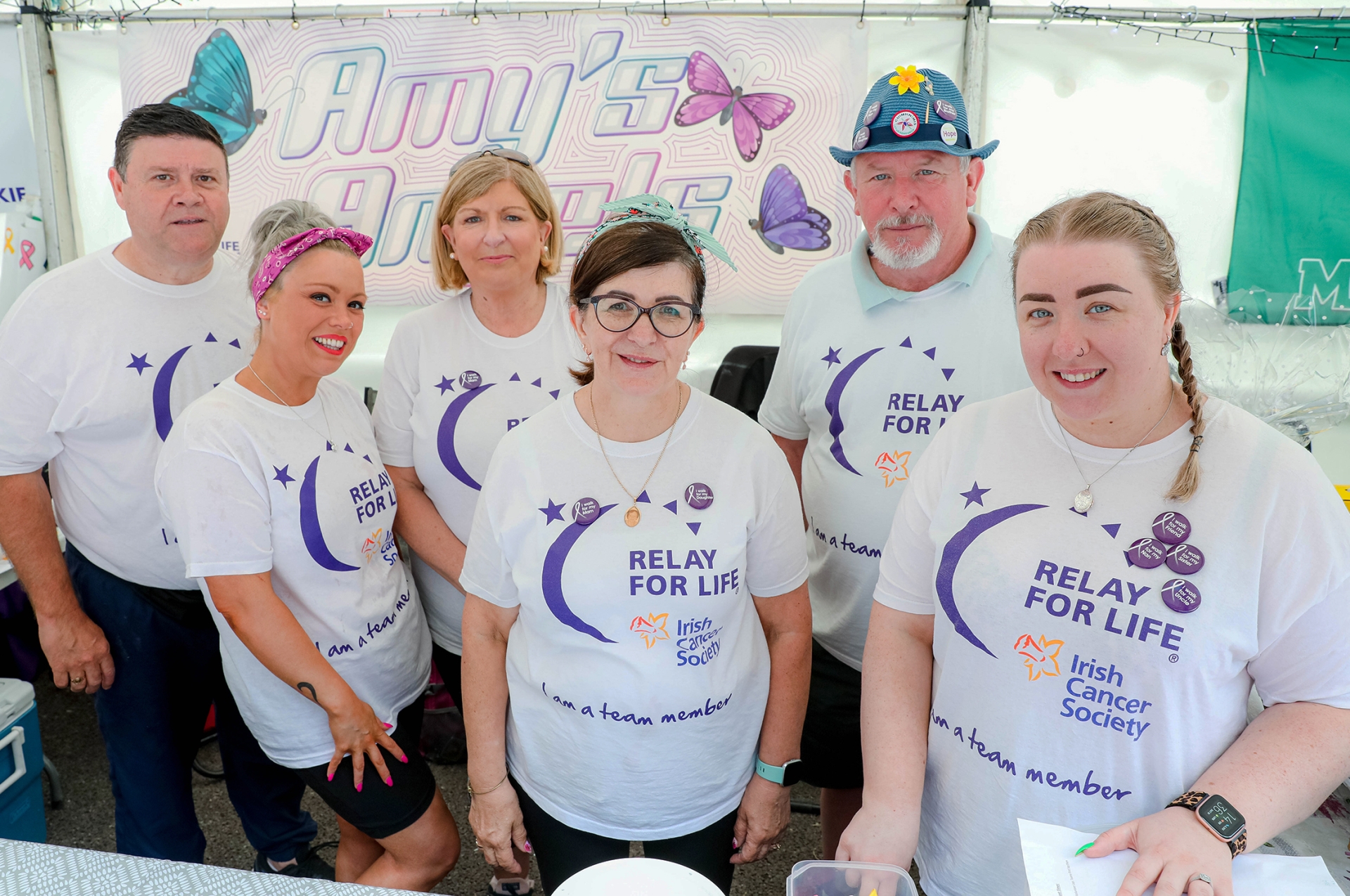 Katie Mahon, Cathy Mahon, Paddy mahon,, Pauline Murphy, Sean Purcell and Chloe Purcell from Team Amy's Angels