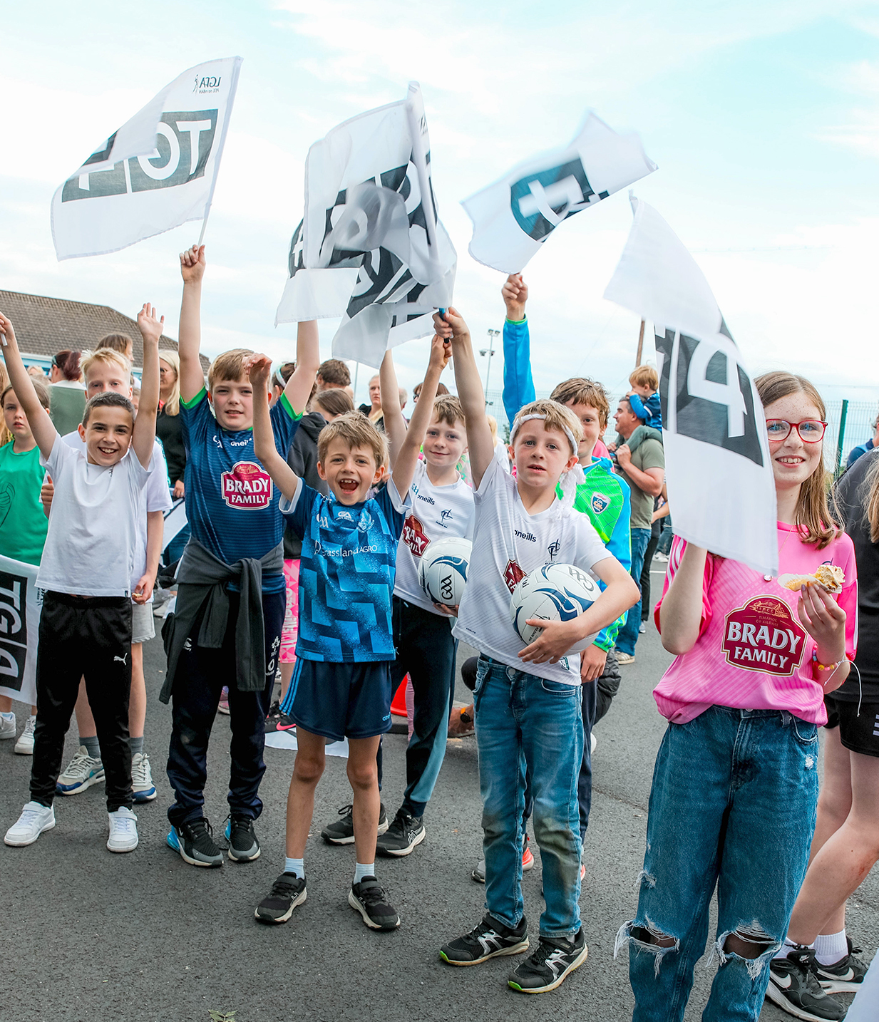Kildare Fans line the entrance of Eadestown GAA to welcome the Kildare Ladies Football Intermediate Champions