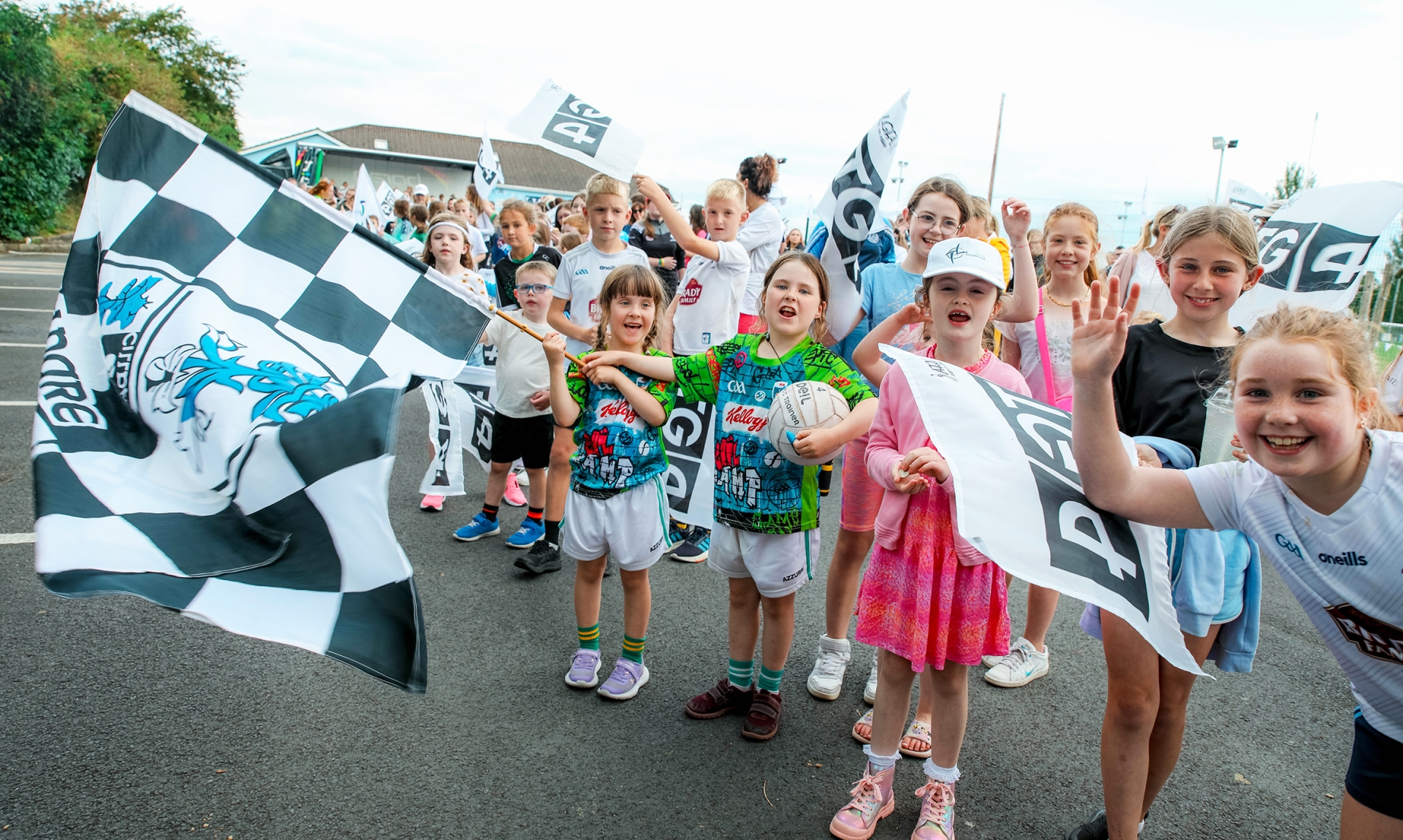 Kildare Fans line the entrance of Eadestown GAA to welcome the Kildare Ladies Football Intermediate Champions