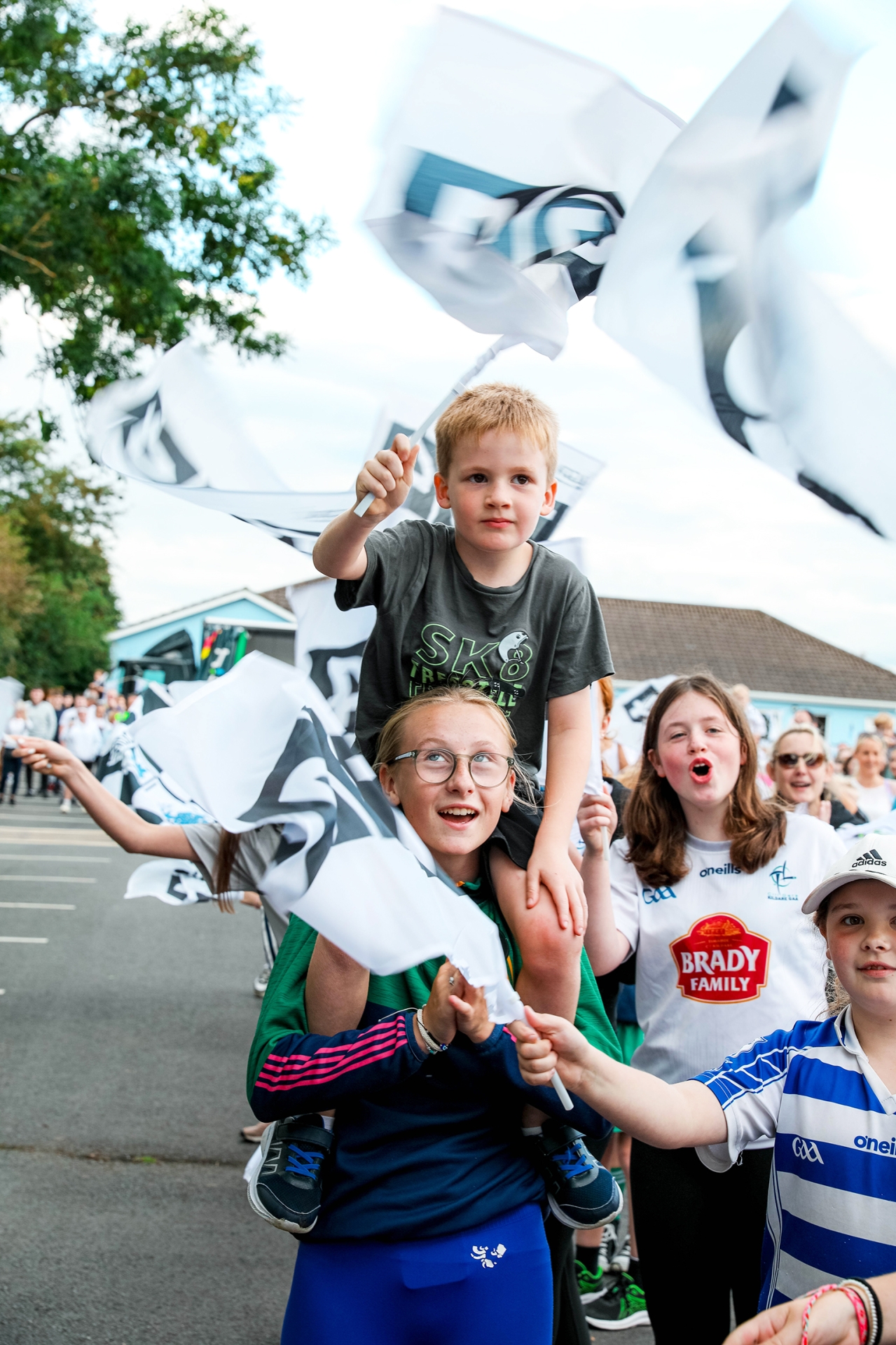 Kildare Fans line the entrance of Eadestown GAA to welcome the Kildare Ladies Football Intermediate Champions